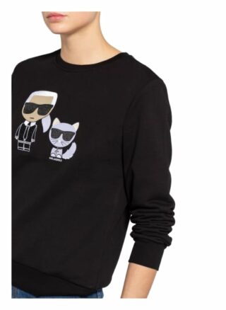 Karl Lagerfeld Ikonik Karl & Choupette Sweatshirt Damen, Schwarz