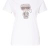 Karl Lagerfeld Ikonik Rhinestone T-Shirts Damen, Weiß