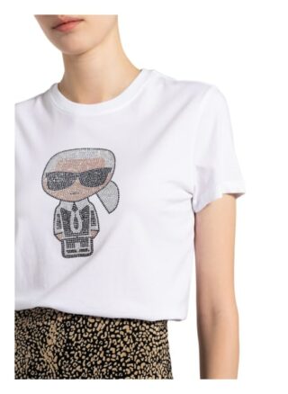 Karl Lagerfeld Ikonik Rhinestone T-Shirts Damen, Weiß