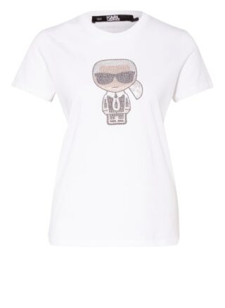 Karl Lagerfeld Ikonik Rhinestone T-Shirt Damen, Weiß
