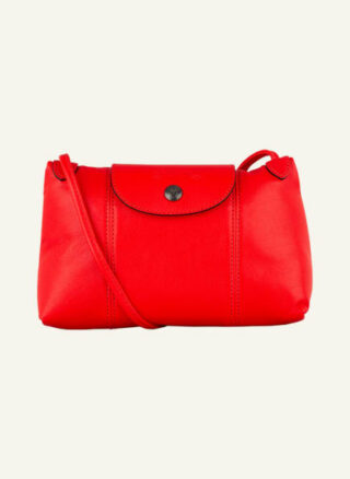 Longchamp Pliage Cuir Umhängetasche Damen, Rot