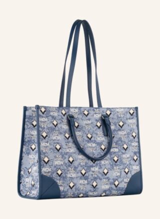 MCM Vintage Jacquard Shopper Damen, Blau