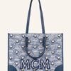 MCM Vintage Jacquard Shopper Damen, Blau