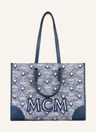 MCM Vintage Jacquard Shopper Damen, Blau