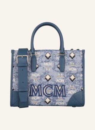 MCM Vintage Jacquard Shopper Damen, Blau