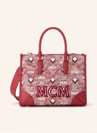 MCM Vintage Jacquard Shopper Damen, Rot