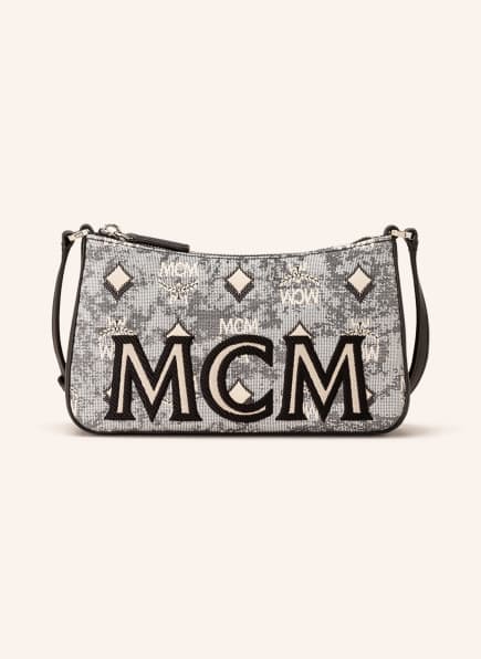 MCM Vintage Jacquard Umhängetasche Damen, Grau MCM Vintage Jacquard Umhängetasche Damen, Grau