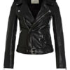 Maje Bocelix Lederjacke Damen, Schwarz