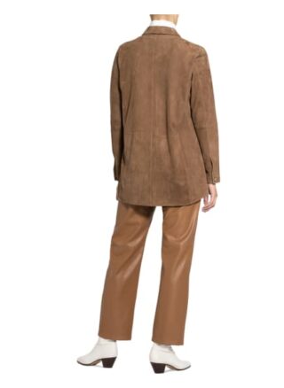 Maze Leder-Overshirt Damen, Beige