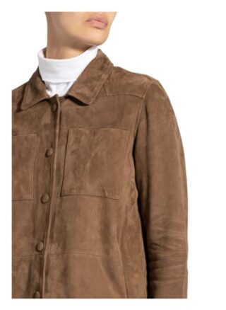 Maze Leder-Overshirt Damen, Beige