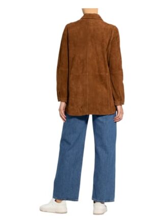 Maze Leder-Overshirt Damen, Braun