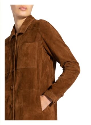 Maze Leder-Overshirt Damen, Braun