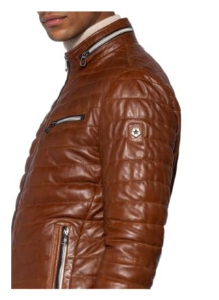 Milestone Damiano Lederjacke Herren, Braun