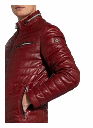 Milestone Damiano Lederjacke Herren, Rot