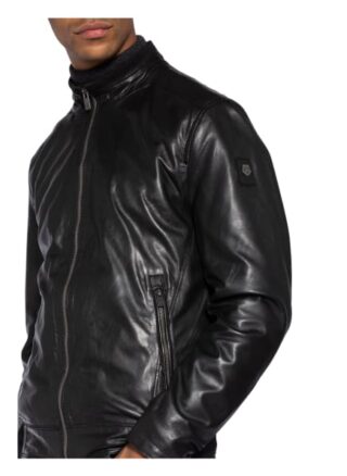 Milestone Lucius Lederjacke Herren, Schwarz