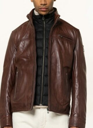 Milestone Manuel Lederjacke Herren, Braun