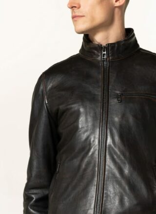 Milestone Nilo Lederjacke Herren, Schwarz