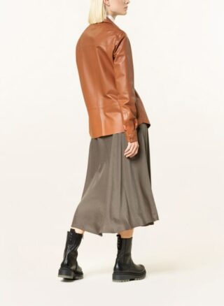 Mrs & HUGS Leder-Overshirt Damen, Braun