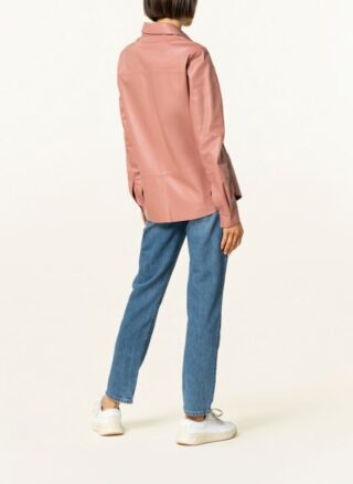Mrs & HUGS Leder-Overshirt Damen, Pink