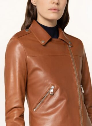 Mrs & HUGS Lederjacke Damen, Braun