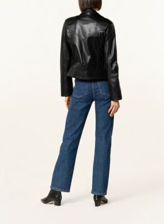 Mrs & HUGS Lederjacke Damen, Schwarz