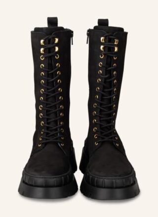 Mrs & HUGS Schnürboots Damen, Schwarz