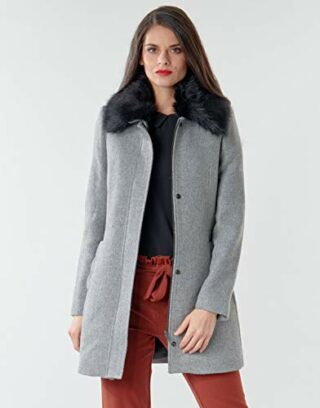 Naf Naf Aroussa Wollmantel Damen, Grau