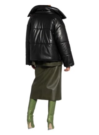 Nanushka Lederjacke Damen, Schwarz