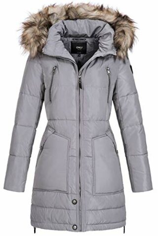 ONLY New Rhoda 15158947 Steppmantel Damen, Grau