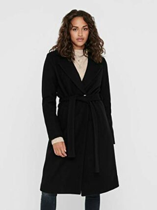 ONLY ONLGINA Wool WRAP Wollmantel Damen, Schwarz