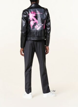Off-White Lederjacke Herren, Schwarz