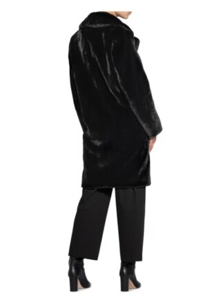 Oui Kunstfell-Mantel Damen, Schwarz