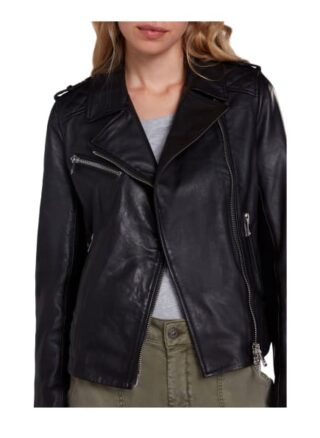 Oui Lederjacke Damen, Schwarz