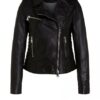 Oui Lederjacke Damen, Schwarz