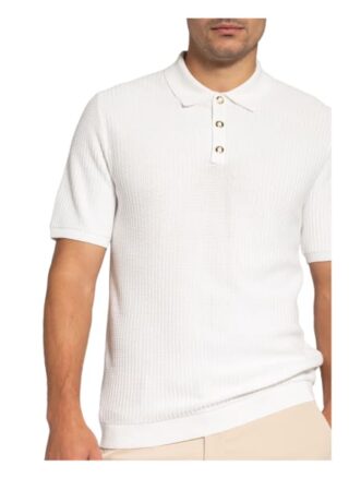 REISS Clapham Strick-Poloshirt Herren, Weiß