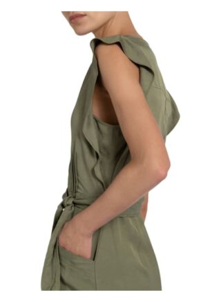 REISS Emma Ausgestelltes Kleid Damen, Grün
