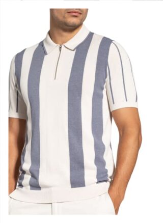 REISS Leo Strick-Poloshirt Herren, Blau