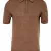 REISS Maxwell Strick-Poloshirt Herren, Braun