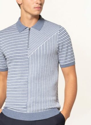 REISS Wriggle Strick-Poloshirt Herren, Blau
