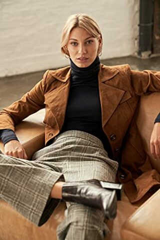 RICANO Lucy Ledermantel Damen, Schwarz