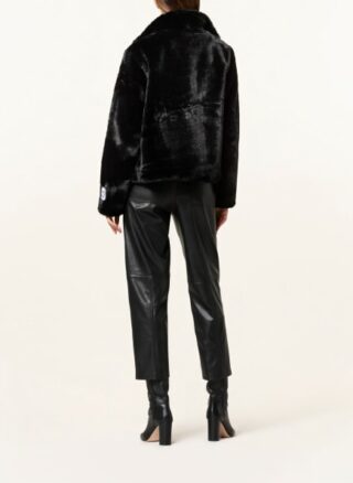 RINO & PELLE Vie Kunstfelljacke Damen, Schwarz