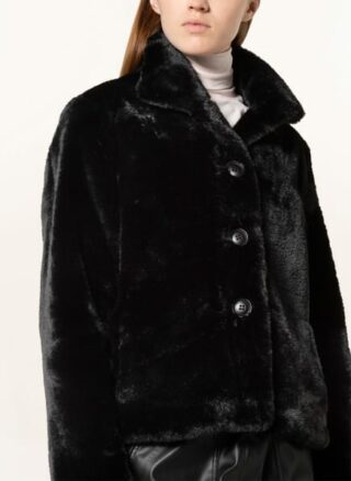 RINO & PELLE Vie Kunstfelljacke Damen, Schwarz