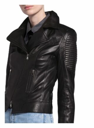 SCHYIA Eva Lederjacke Damen, Schwarz