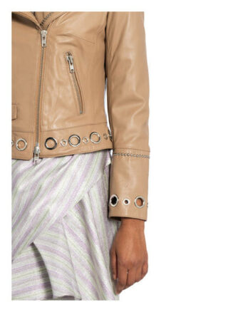 SCHYIA Lederjacke Damen, Beige