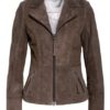 SCHYIA Lederjacke Damen, Braun