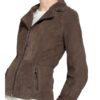 SCHYIA Lederjacke Damen, Braun