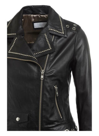 SCHYIA Lederjacke Damen, Schwarz