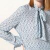 SLY 010 Ava Schluppenbluse Damen, Blau