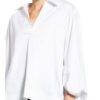 Soluzione Oversized-Blusenshirt Damen, Weiß