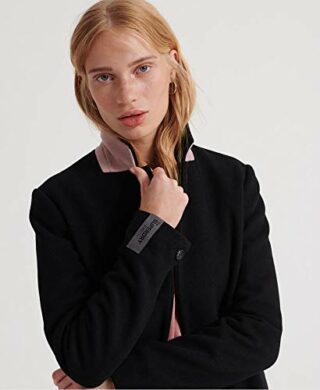 Superdry Ariana Wool Wollmantel Damen, Schwarz